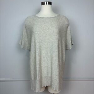 Eileen Fisher Short Sleeve Sweater Tencel & Merino Wool Top Size XL Oatmeal
